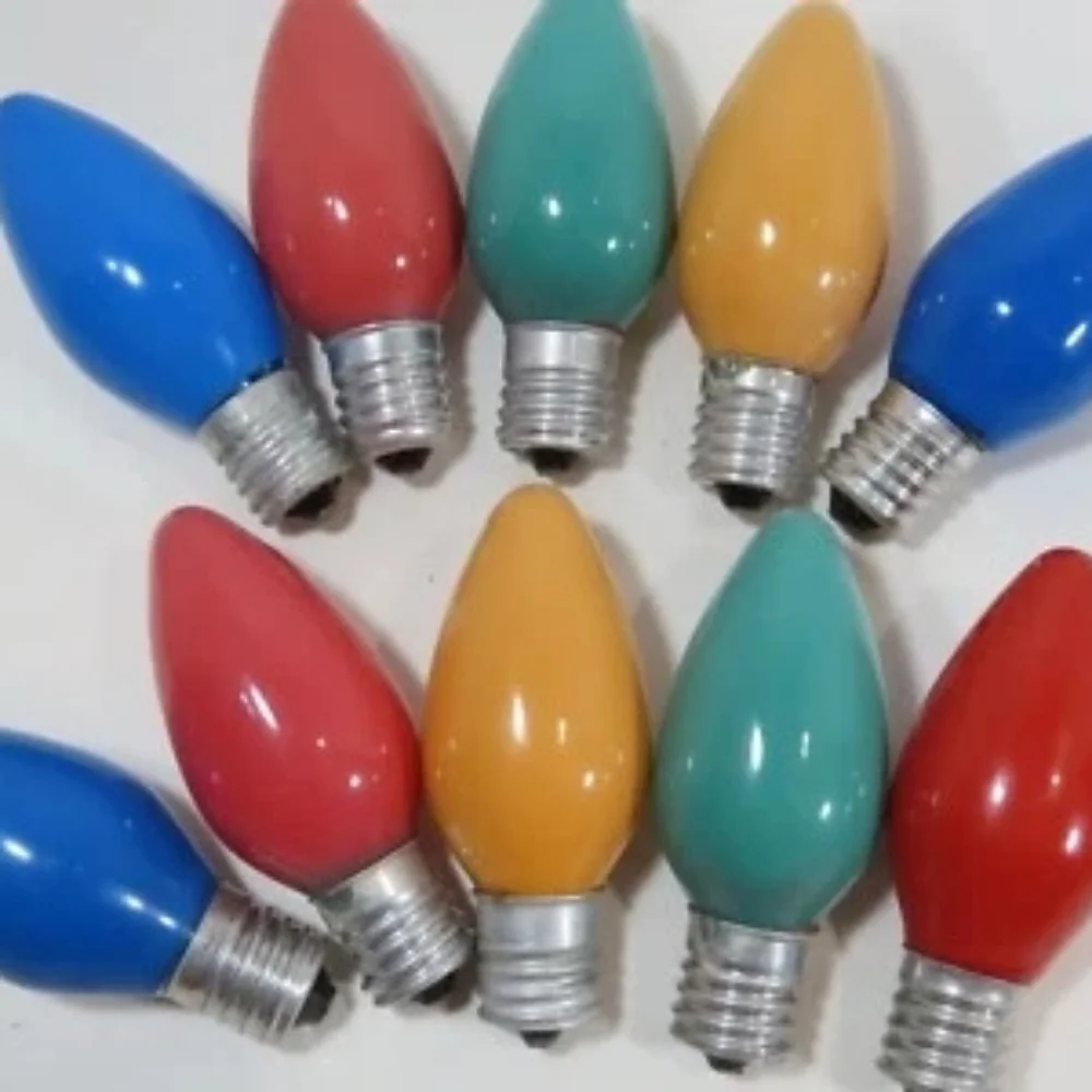 Vintage C9 Christmas Light Bulb Replacement Lot 10ct Outdoor Multicolor Tested